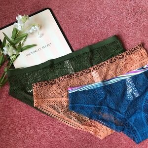 Victoria's Secret Crochet Bikini Panty Bundle of 3 Medium NEW VTG